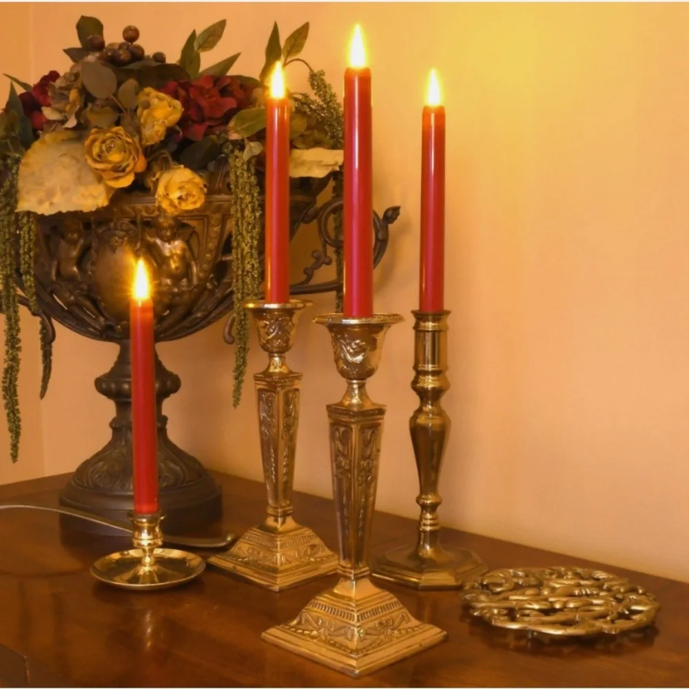 Crate&Barrel Red Taper Candle Set